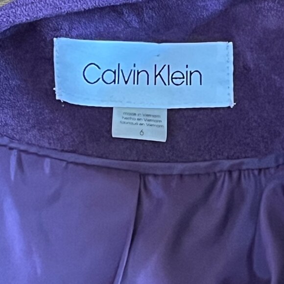 NWOT Calvin Klein Purple Suede Lined Moto Jacket sz 6 P - Picture 8 of 9